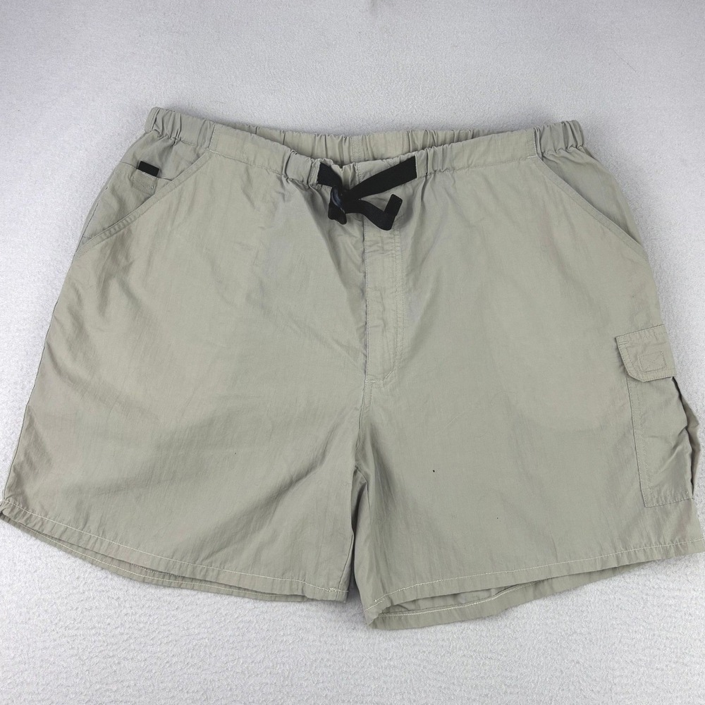REI Cargo Trekking Shorts Mens Large Khaki Outdoor Packable Nylon Belted Hiking